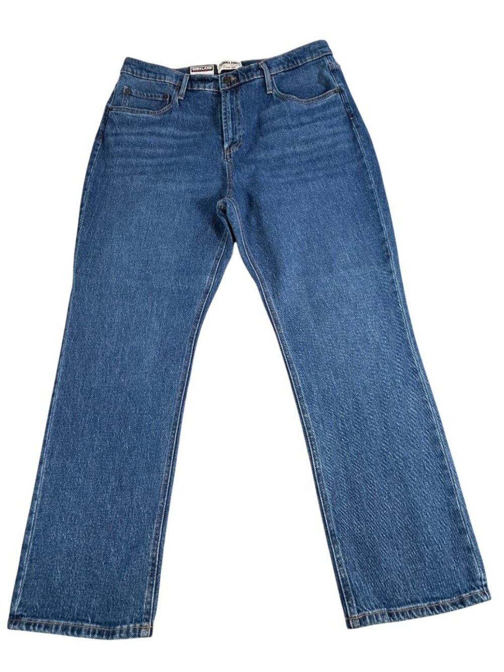 NEW Kirkland Signature Women's High Rise Straight Blue Jeans Sz 16 Cotton Blend